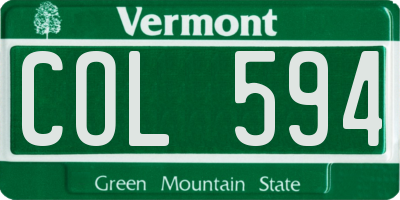 VT license plate COL594