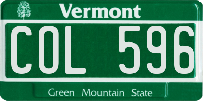 VT license plate COL596