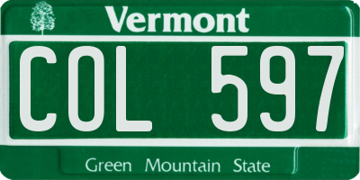 VT license plate COL597