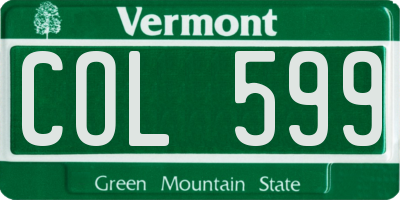 VT license plate COL599