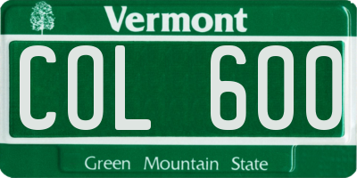 VT license plate COL600