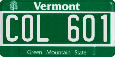 VT license plate COL601