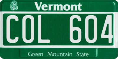 VT license plate COL604