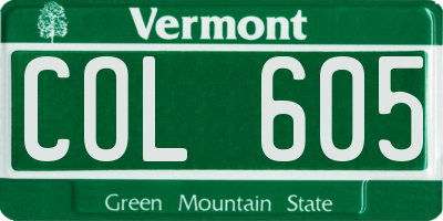 VT license plate COL605