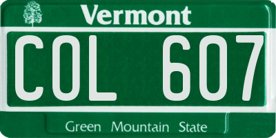 VT license plate COL607