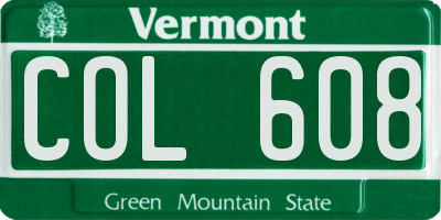 VT license plate COL608