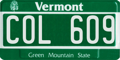 VT license plate COL609