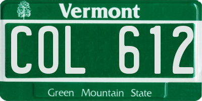 VT license plate COL612