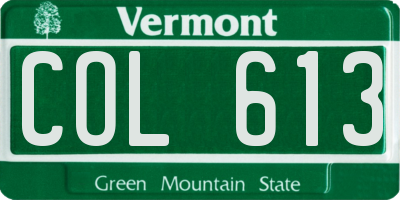 VT license plate COL613