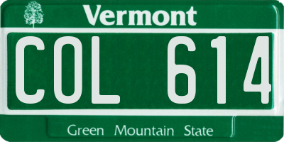 VT license plate COL614