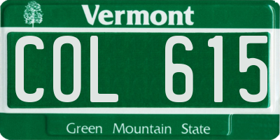 VT license plate COL615