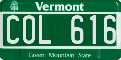 VT license plate COL616