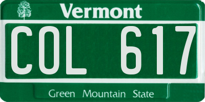 VT license plate COL617