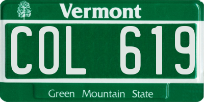 VT license plate COL619