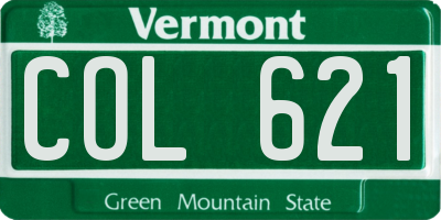 VT license plate COL621