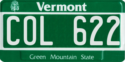 VT license plate COL622
