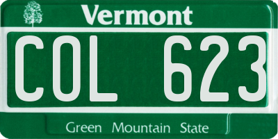 VT license plate COL623