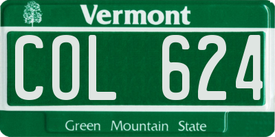 VT license plate COL624