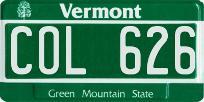 VT license plate COL626