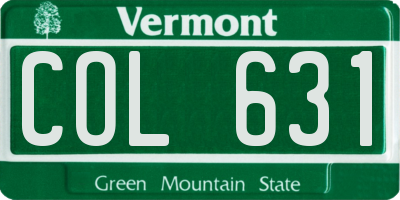 VT license plate COL631