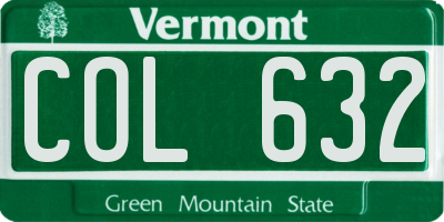 VT license plate COL632