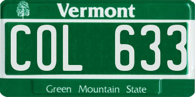 VT license plate COL633