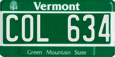 VT license plate COL634