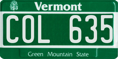 VT license plate COL635