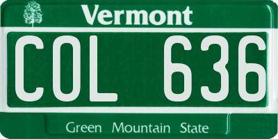 VT license plate COL636