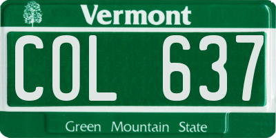 VT license plate COL637