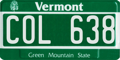 VT license plate COL638
