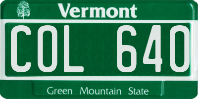 VT license plate COL640