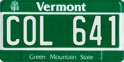VT license plate COL641