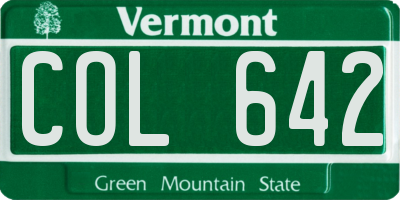 VT license plate COL642