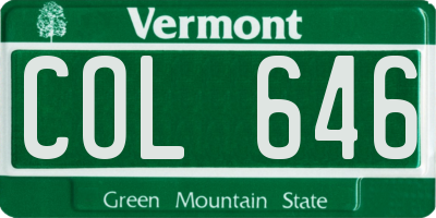 VT license plate COL646
