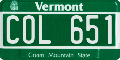 VT license plate COL651
