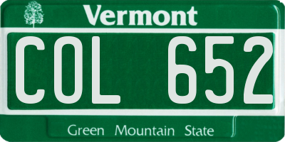 VT license plate COL652
