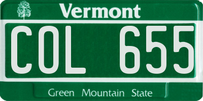 VT license plate COL655
