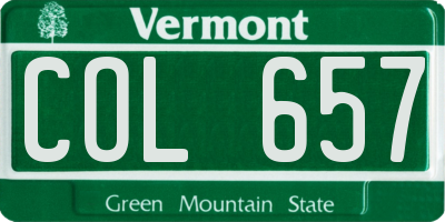 VT license plate COL657
