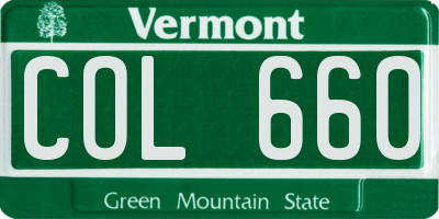 VT license plate COL660
