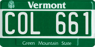 VT license plate COL661