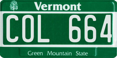 VT license plate COL664