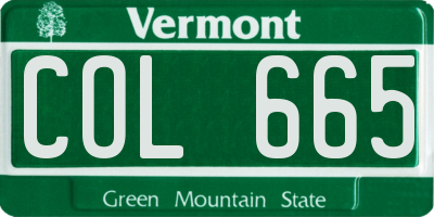 VT license plate COL665
