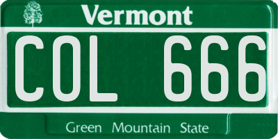 VT license plate COL666