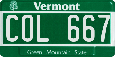 VT license plate COL667