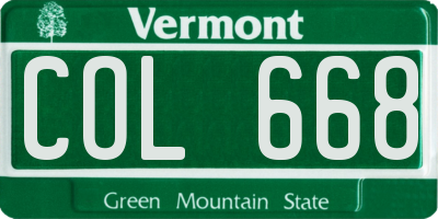 VT license plate COL668