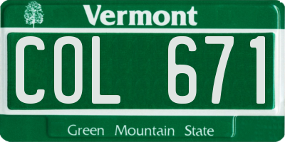 VT license plate COL671