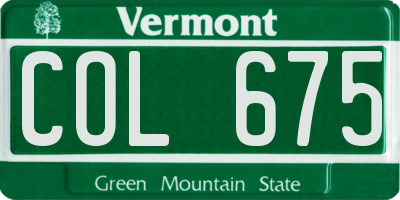 VT license plate COL675