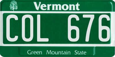 VT license plate COL676