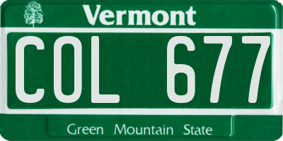 VT license plate COL677